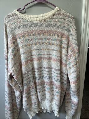 Cambio Italy Women’s Cream Multi-Color Patterned Pullover Sweater XL